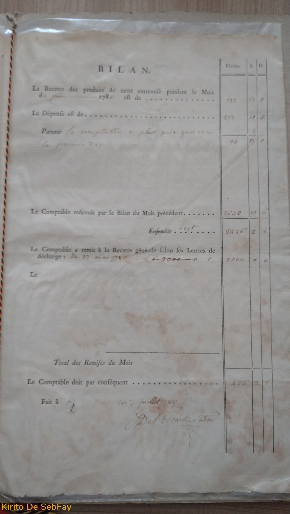 Caisse de religion - Juin 1785 3 documents anciens caisse de religion juin 1785