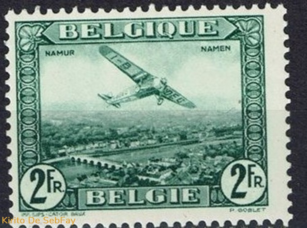 timbres belgique 1930 poste aerienne avion survolant bruxelles 2f