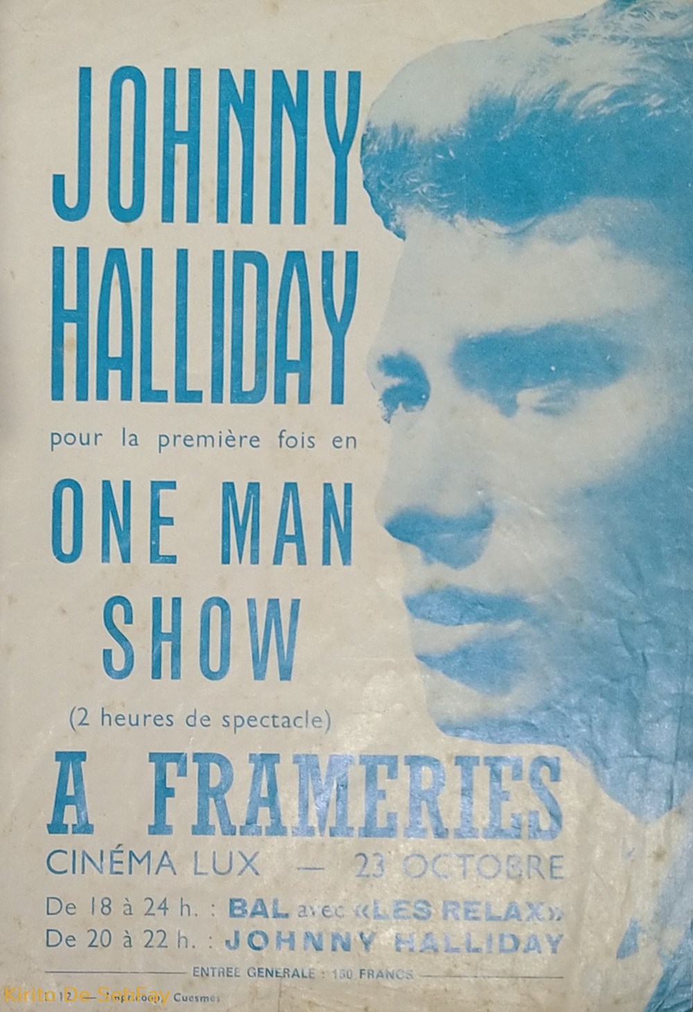 documents anciens affiches affichette johnny hallyday pour la premiere fois en one man show