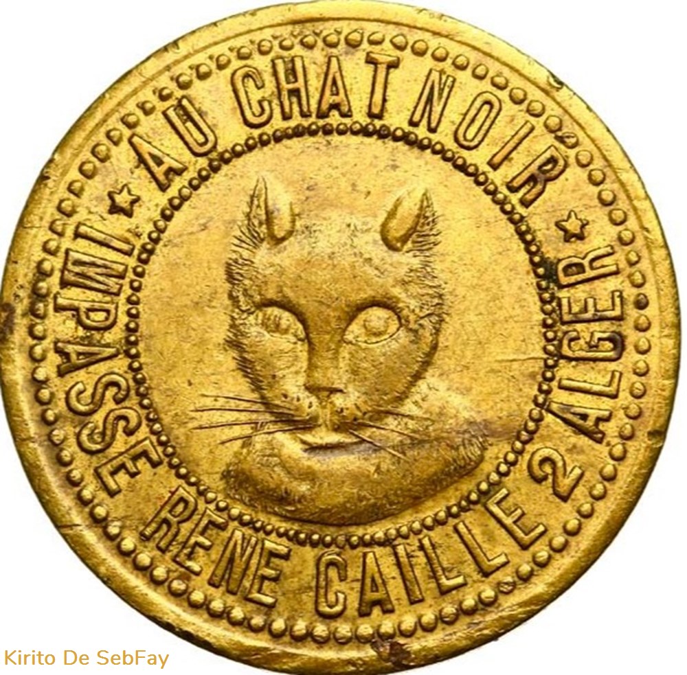 Jeton de maison close - Au Chat Noir à Alger monnaies paranumismatique jetons poids jeton de maison close au chat noir a alger