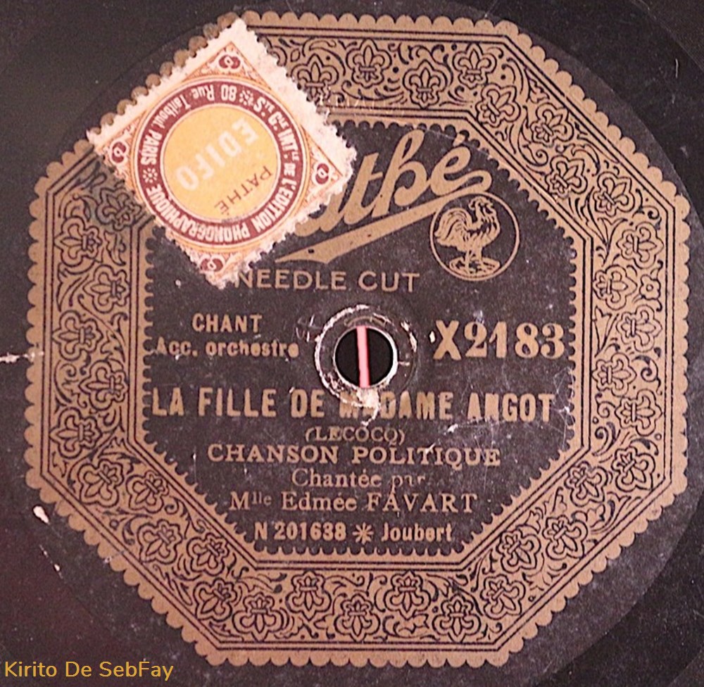 78T - Edmée Favart - La Fille de Madame Angot - Shellac, 10'', 78 RPM musique instruments disques vinyles 78t edmee favart la fille de madame angot shellac 10 78 rpm