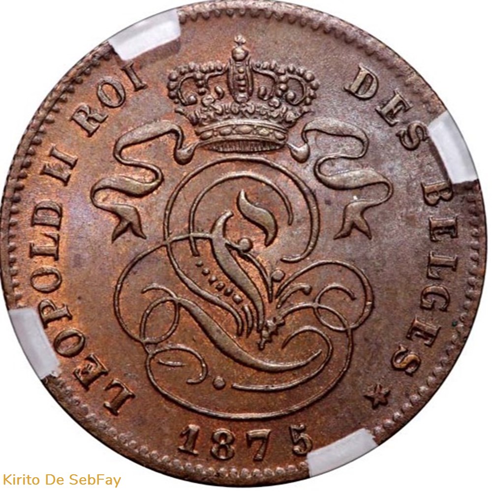 Grande L cursive couronnée, 1875 2 CENTIMES monnaies monde belgique grande l cursive couronnee 1875 2 centimes