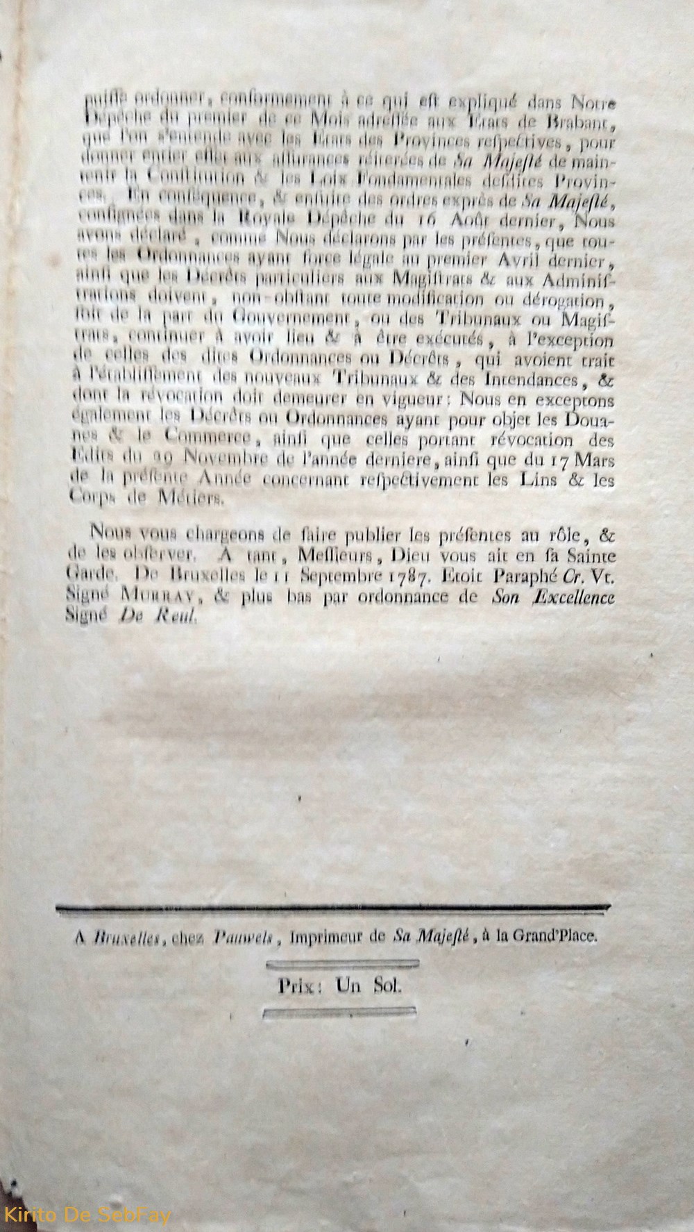 Déclaration concernant les édits et ordonnances qui étaient publiée au 1er avril 1787 3 documents anciens declaration concernant les edits et ordonnances qui etaient publiee au 1er avril 1787