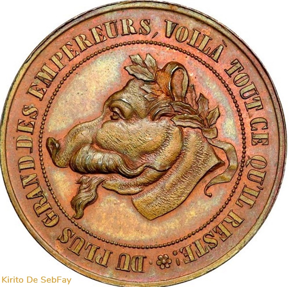 Monnaie satirique Cu 32, module de dix centimes à la tête de cochon 1870 monnaies monde france monnaie satirique cu 32 module de dix centimes a la tete de cochon 1870