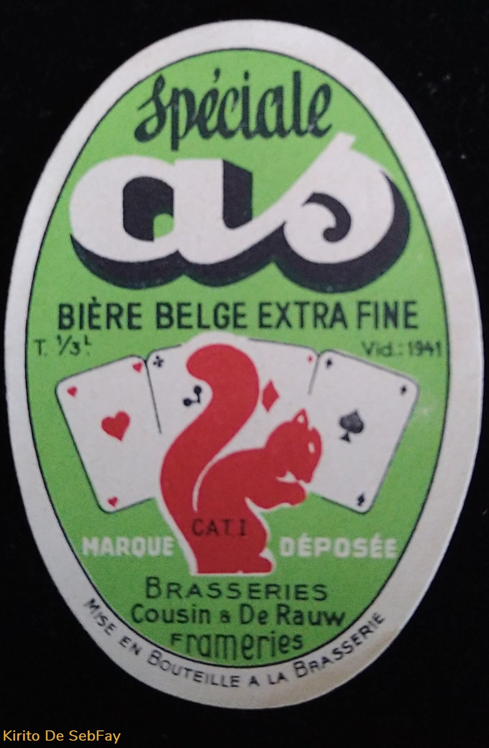 Etiquette de Brasserie Cousin * De Rauw Frameries art la table argenterie bistrot alimentation etiquettes etiquette de brasserie cousin de rauw frameries