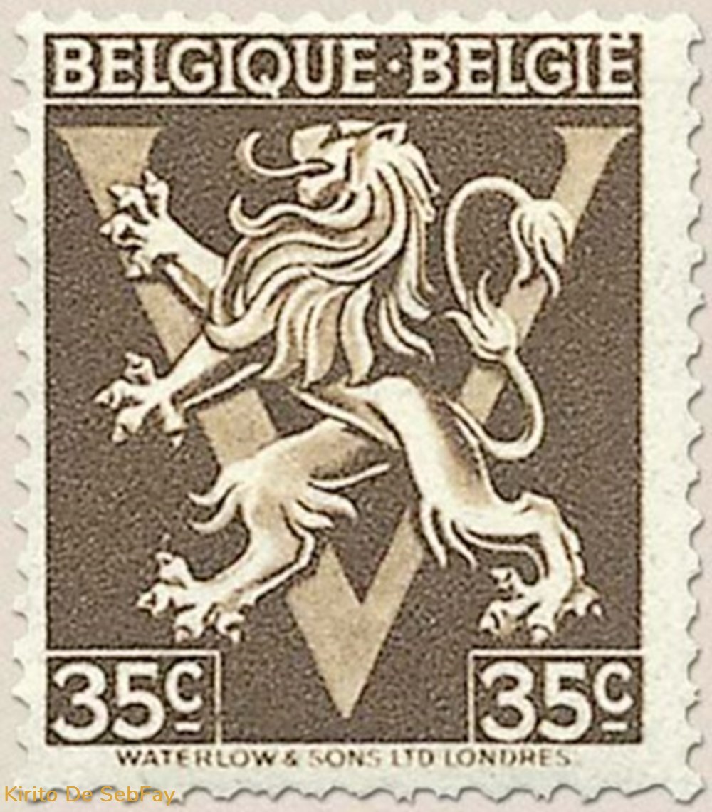 BELGIQUE-BELGIE - LION HERALDIQUE - ORNEMENT V - 35c timbres belgique belgie lion heraldique ornement v 35c