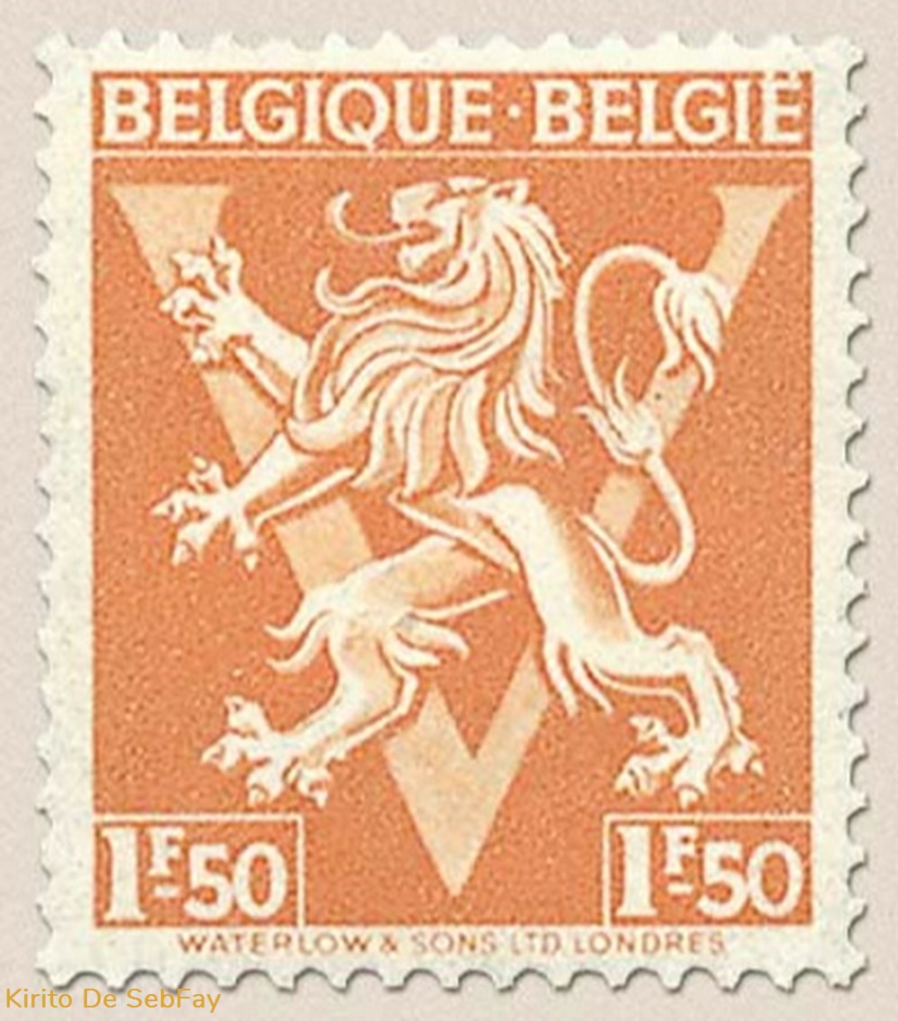 timbres belgique belgie lion heraldique ornement v 1fr50