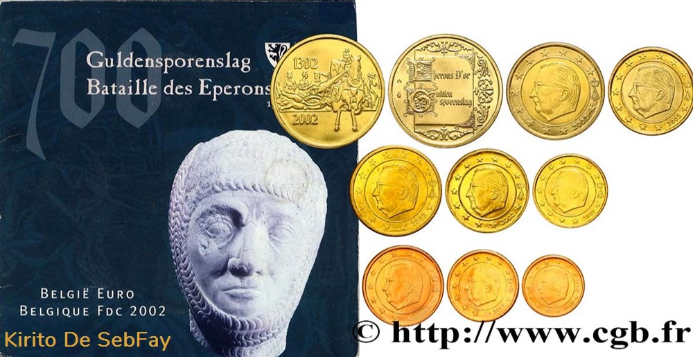 Coffret BU Euro BELGIQUE 2002 - BATAILLE DES ÉPERONS D’OR monnaies euros coffret bu euro belgique 2002 bataille des eperons d or