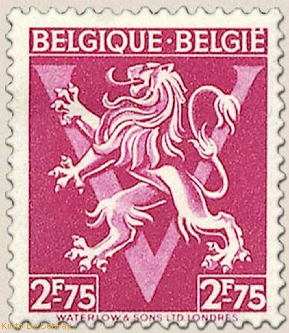timbres belgique belgie lion heraldique ornement v 2fr75
