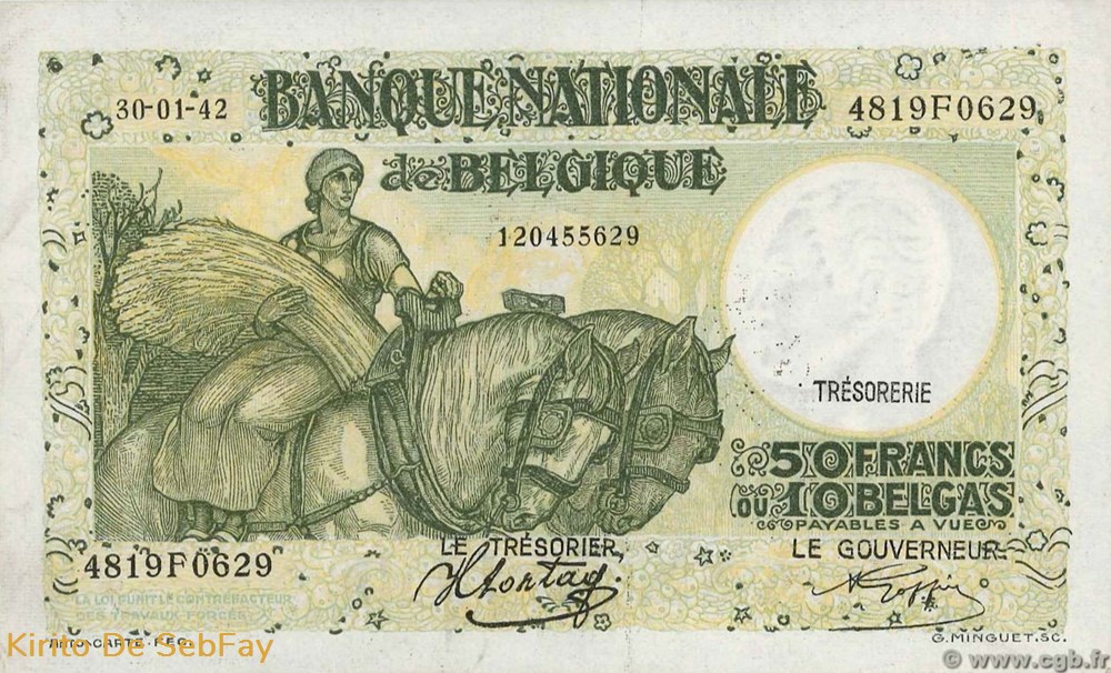 billets belgique 50 fr 1938