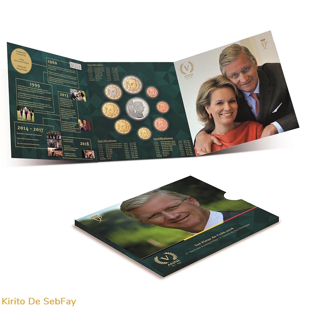 BELGIQUE - Set Fleur de Coin 2018 2 monnaies euros a belgique set fleur de coin 2018