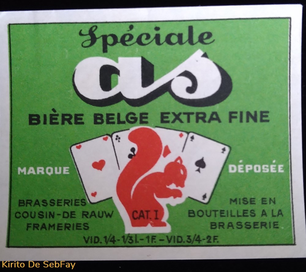 Etiquette de Brasserie Cousin * De Rauw Frameries art la table argenterie bistrot alimentation etiquettes etiquette de brasserie cousin de rauw frameries