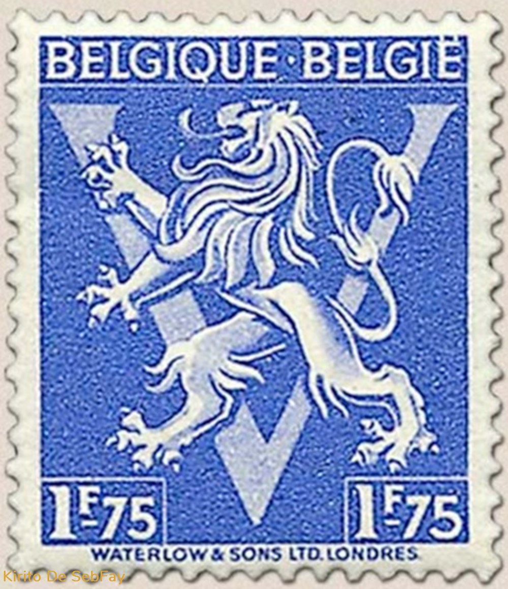 timbres belgique belgie lion heraldique ornement v 1fr75