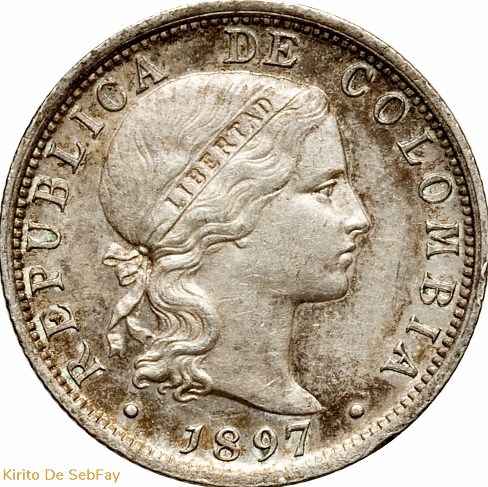 10 CENTAVOS - COLOMBIA (BRUXELLES) 1897 monnaies monde colombie 10 centavos colombia bruxelles 1897
