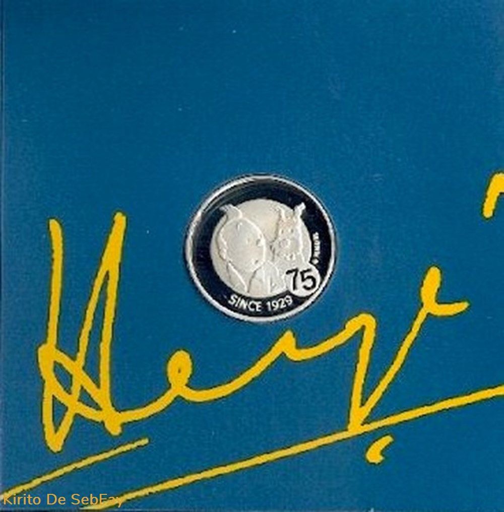monnaies euros belgique 10 euro tintin 75 eme anniversaire 2004 bruxelles