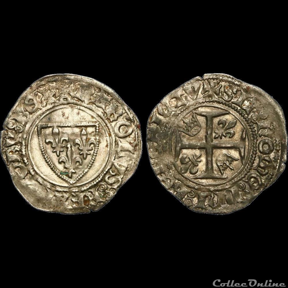 CHARLES VI LE FOU OU LE BIEN AIMÉ Blanc dit "guénar" Paris monnaie france royale charles vi le fou ou le bien aime blanc dit guenar paris
