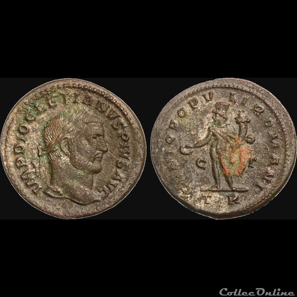 DIOCLETIEN - Follis ou nummus - 296 297 - Trèves - 3e officine monnaie antique av jc a ap romaine diocletien follis ou nummus 296 297 treves 3e officine