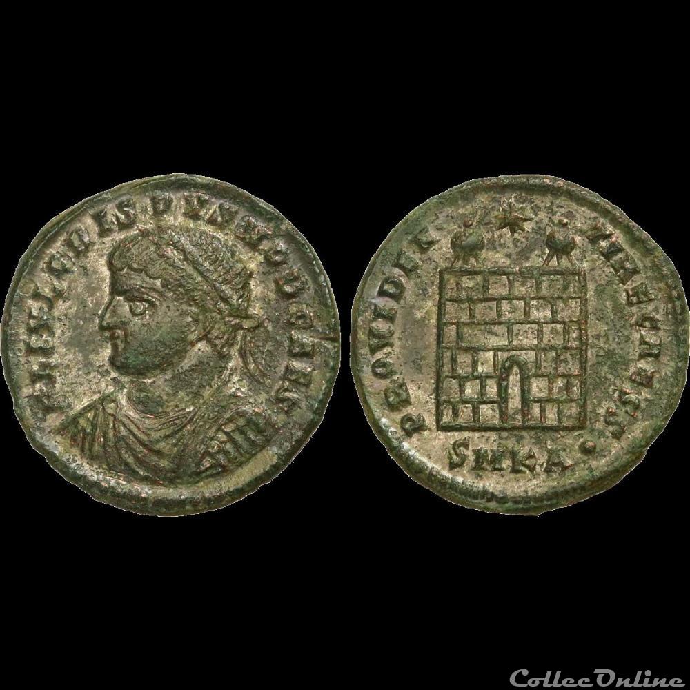monnaie antique av jc ap romaine crispus centenionalis ou nummus 325 326 cyzique 1e officine inedit