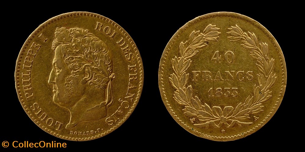 Louis-Philippe I° (1830-1848) - 40 francs or 1833 A monnaies monde france louis philippe i 1830 1848 40 francs or 1833 a