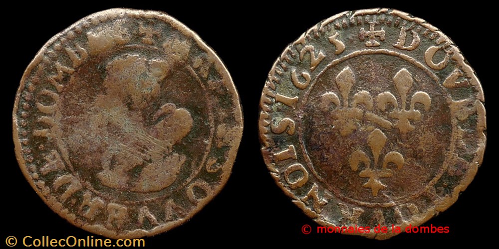 Marie de Montpensier (1608-1627), Double Tournois type 5 - 1625 monnaies france feodales marie de montpensier 1608 1627 double tournois type 5 1625