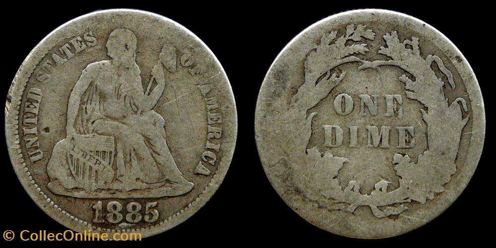 Liberty seated dime - 1885 monnaies monde etats unis liberty seated dime 1885