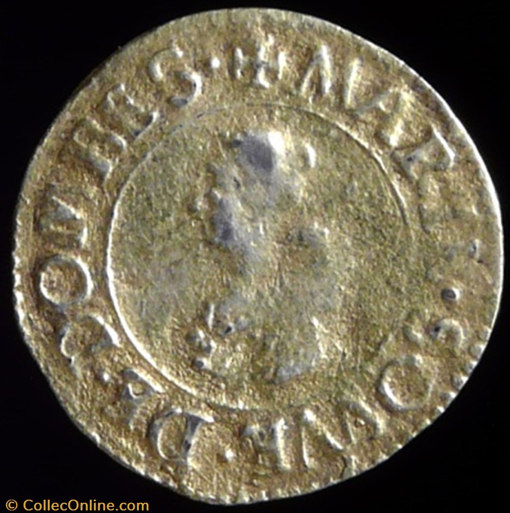 monnaies europe medievale france feodales marie de montpenser 1608 1627 denier tournois en ag dore 1620