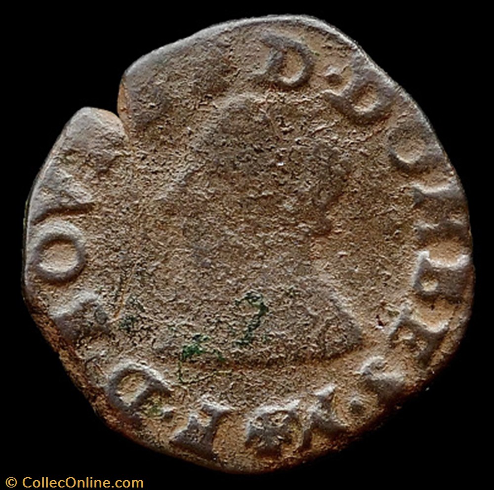François II de Montpensier (1582-1592), Double tournois type 3 - 1586 monnaies france feodales francois ii de montpensier 1582 1592 double tournois type 3 1586