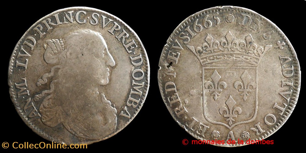 monnaies europe medievale france feodales 1665 anne marie louise orleans 1650 1693 demi ecu