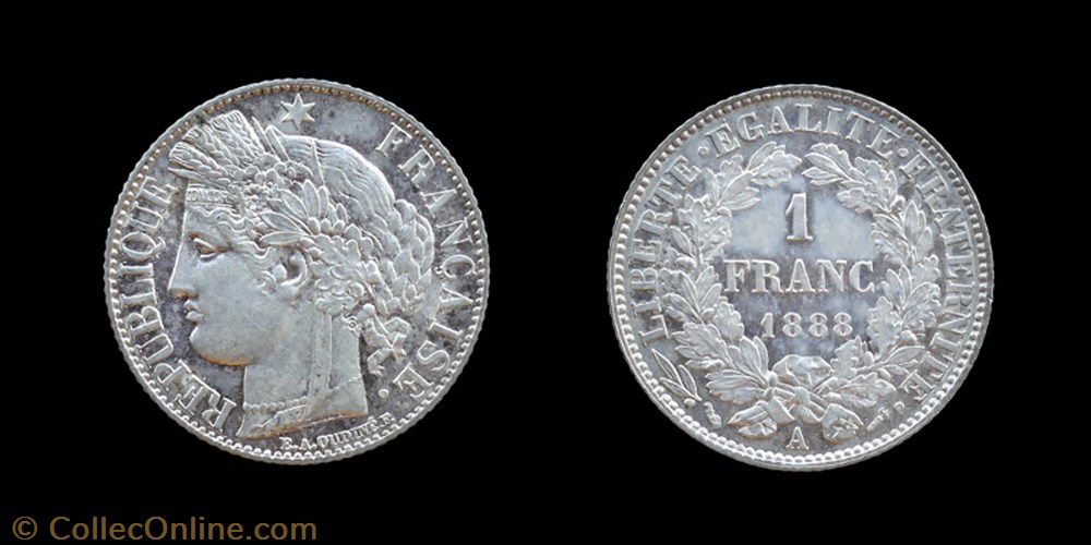 3° republique (1870-1940) - 1 franc 1888 A monnaies monde france 3 republique 1870 1940 1 franc 1888 a