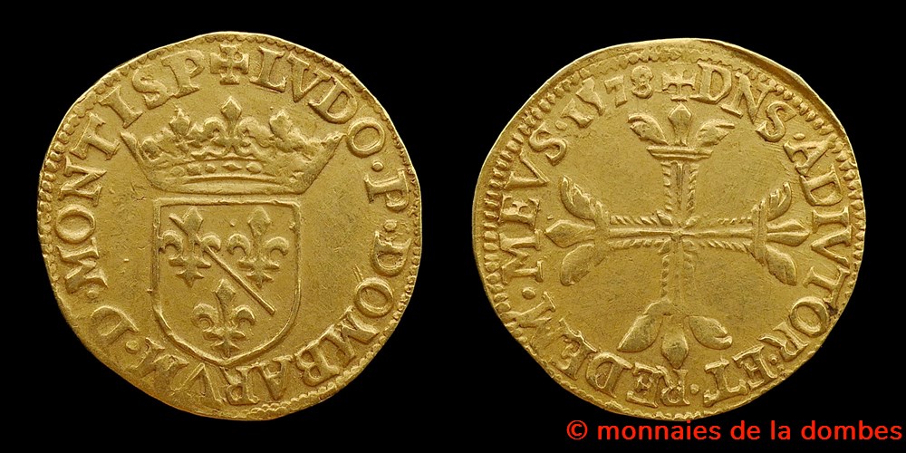 monnaies europe medievale a france feodales 1578 louis ii de montpensier 1560 1582 pistole