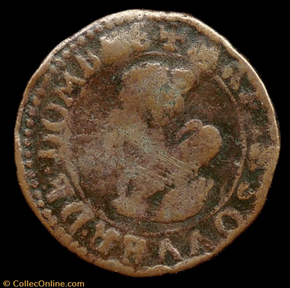 Marie de Montpensier (1608-1627), Double Tournois type 5 - 1625 monnaies france feodales marie de montpensier 1608 1627 double tournois type 5 1625