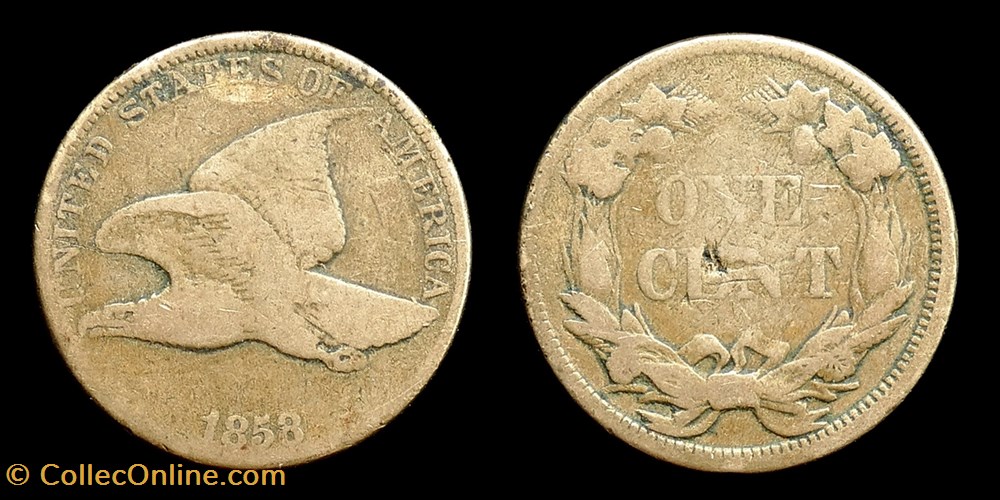 Flying eagle cent - 1858 monnaies monde etats unis flying eagle cent 1858