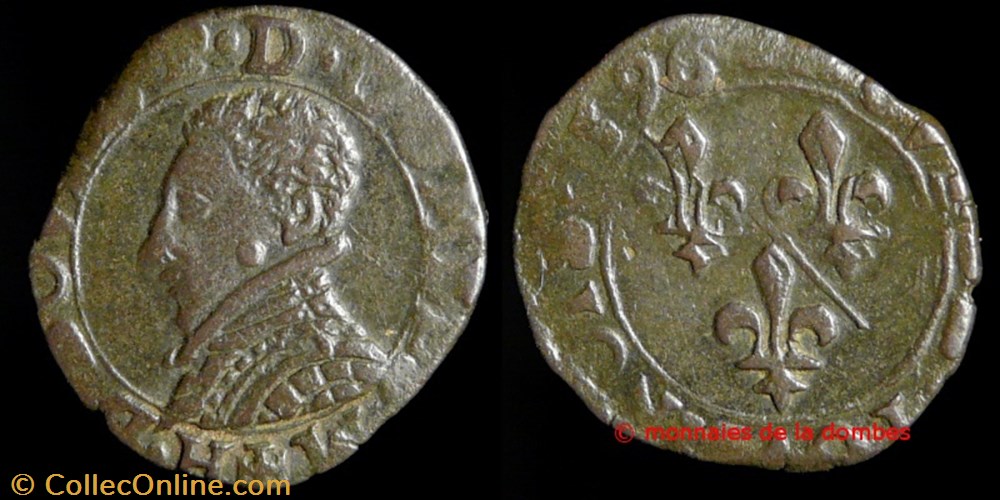 Henri II de Montpensier (1592-1608), Double Tournois type 4 - 1596 monnaies france a feodales henri ii de montpensier 1592 1608 double tournois type 4 1596