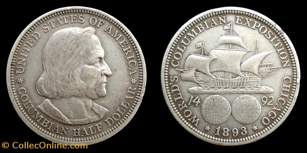 Commemorative - Colombus half dollar - 1893 monnaies monde etats unis commemorative colombus half dollar 1893