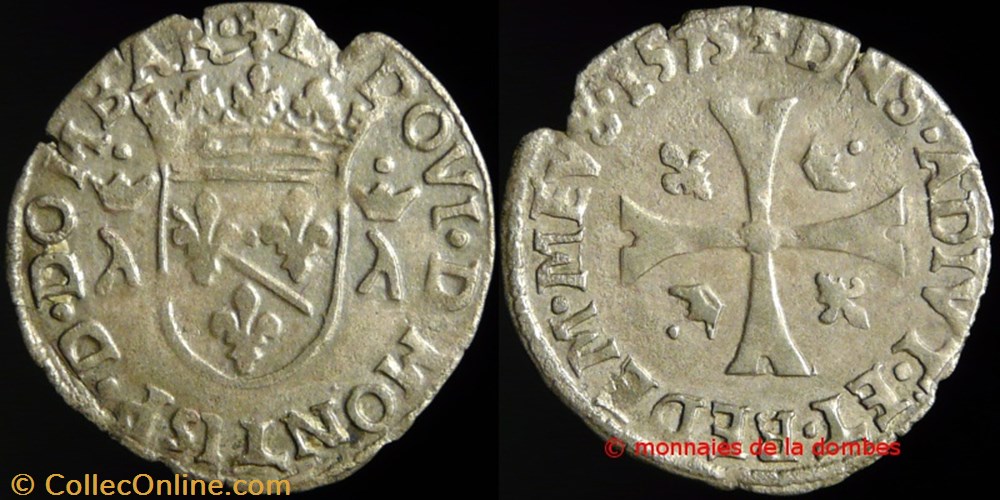 Louis II de Montpensier (1560-1582), Douzain - 1575 monnaies france feodales louis ii de montpensier 1560 1582 douzain 1575