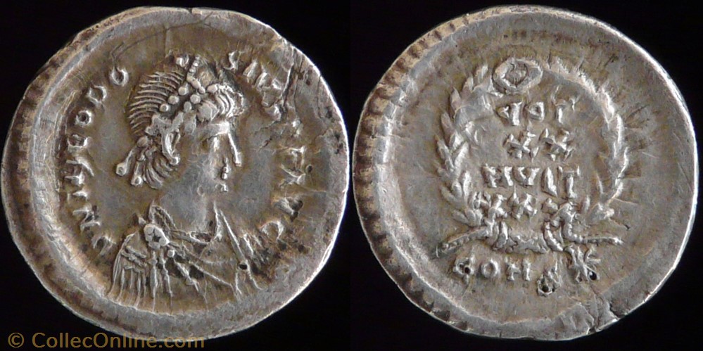 monnaie antique av jc ap romaine republicaine imperiale theodosius ii siliqua