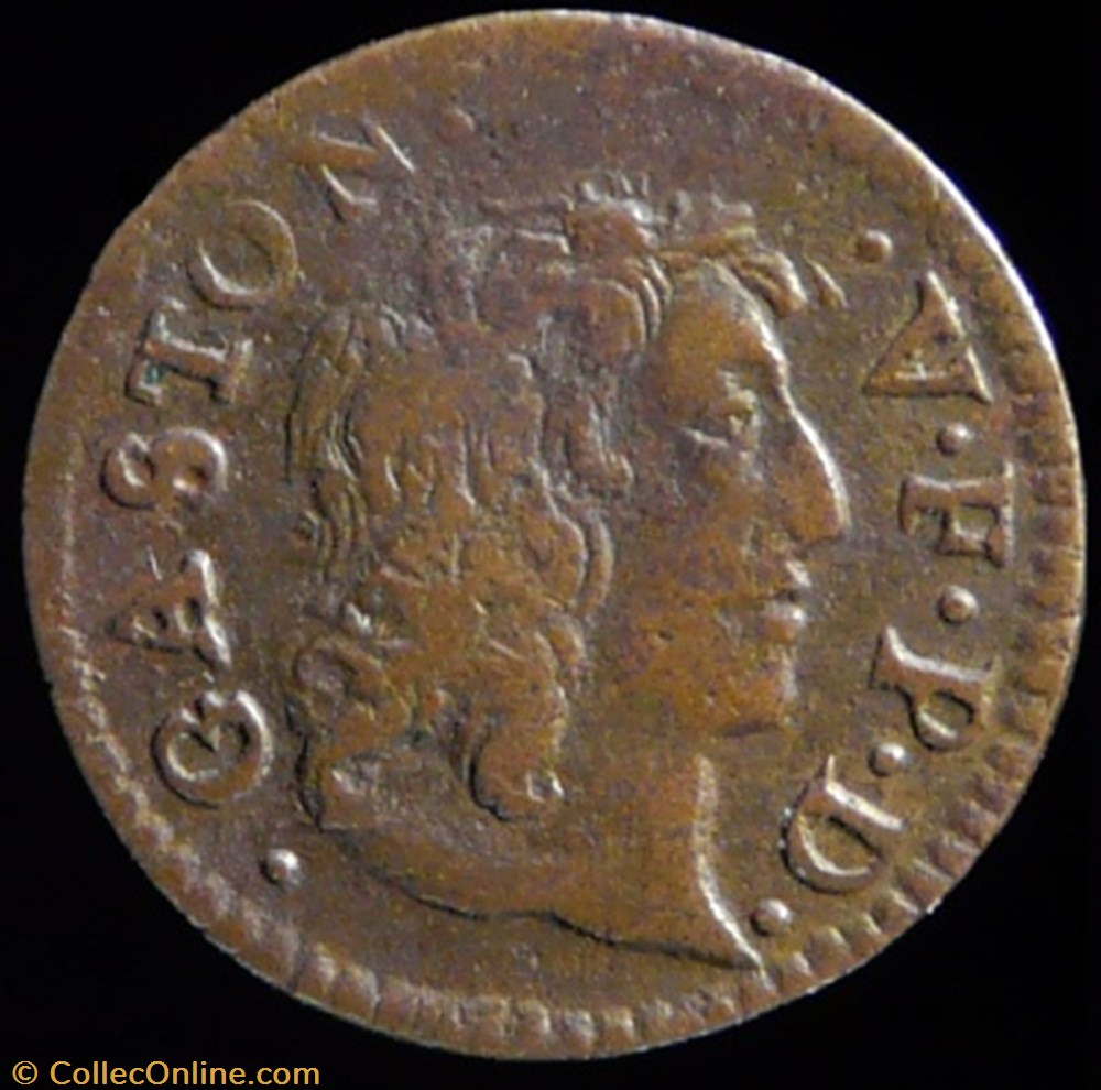 Gaston d'Orleans (1627-1650), Denier Tournois type 10 - 1650 monnaies france feodales gaston orleans 1627 1650 denier tournois type 10 1650
