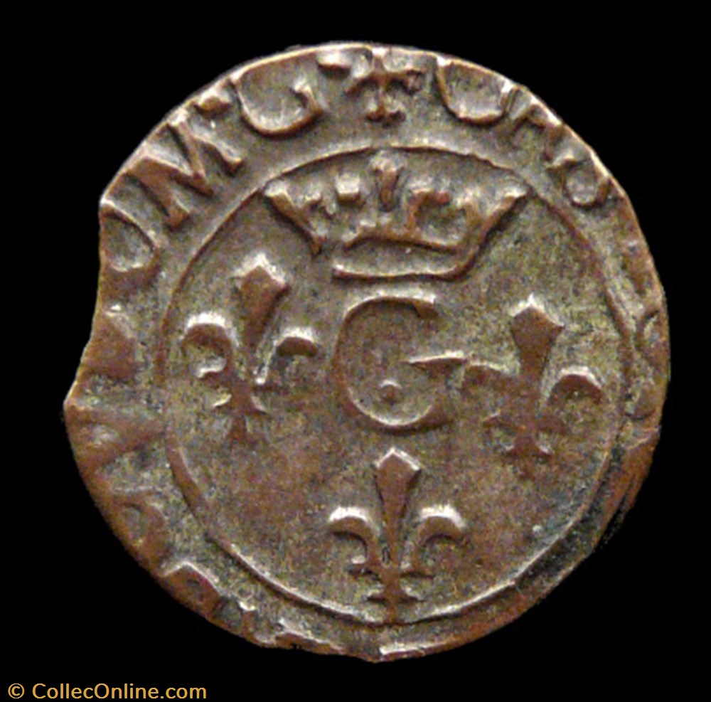 Gaston d'Orleans (1627-1650), Liard - 1644 monnaies france feodales gaston orleans 1627 1650 liard 1644