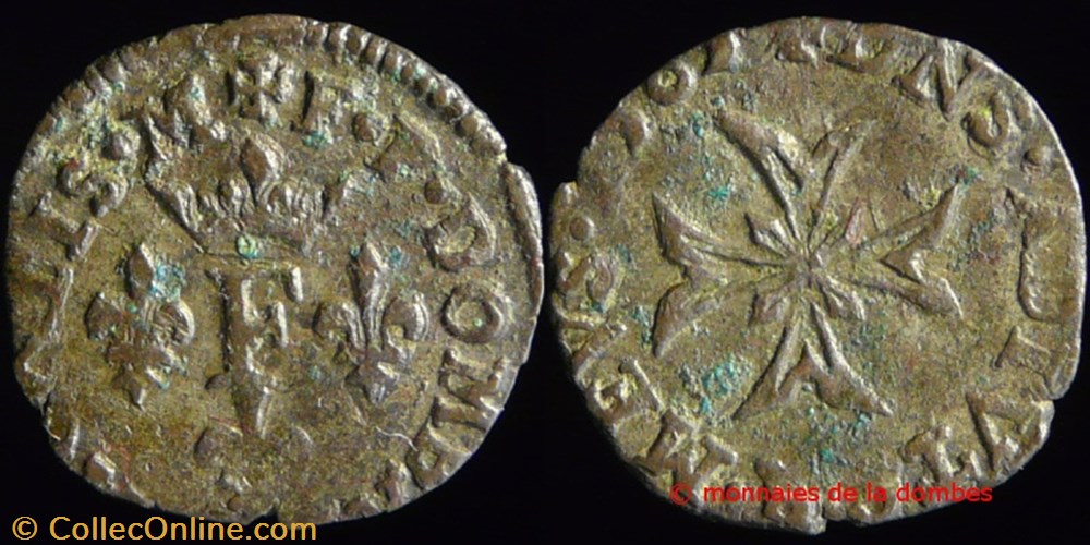 François II de Montpensier (1582-1592), Liard - 1585 monnaies france feodales francois ii de montpensier 1582 1592 liard 1585