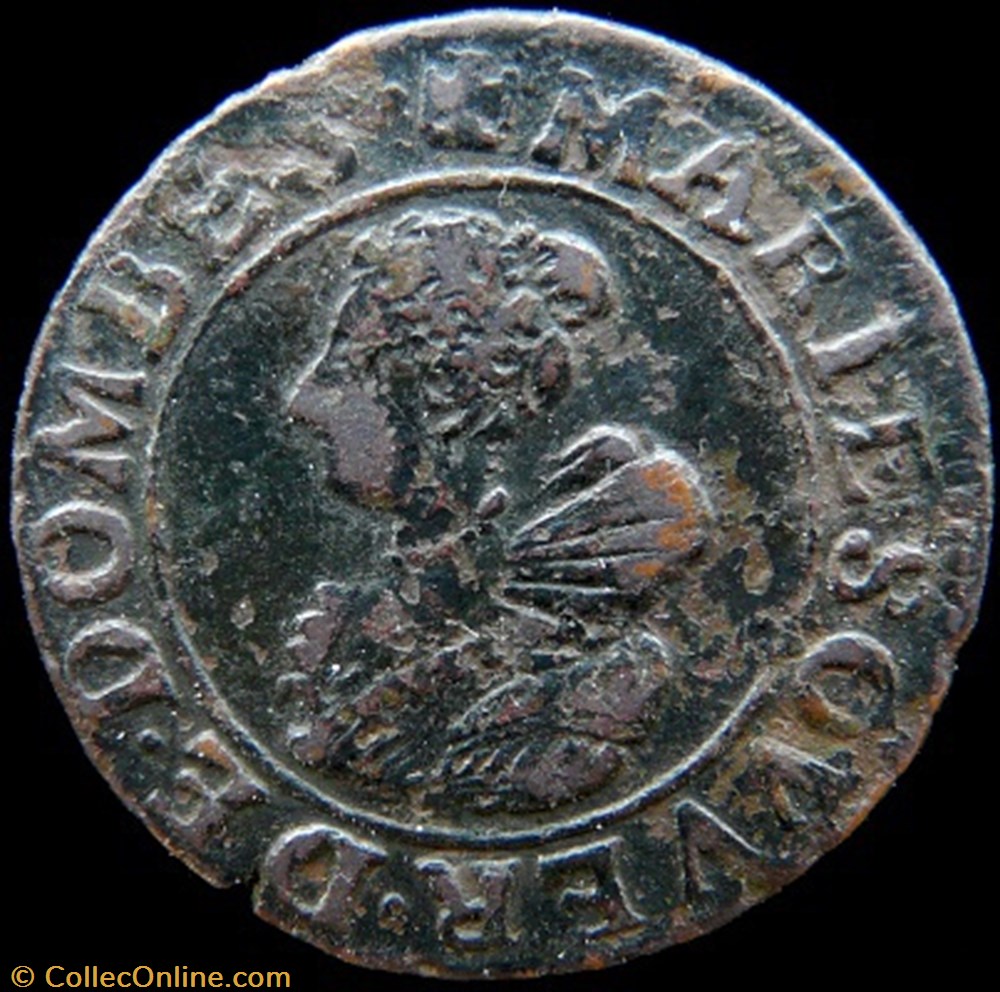 monnaies france feodales marie de montpensier 1608 1627 double tournois type 5 cuivre 1628