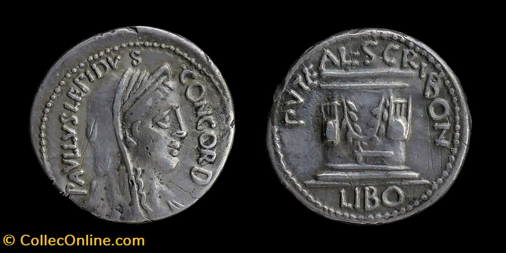 monnaies antiques romaines imperiales et republicaines l aemilius lepidus paullus and l scribonius libo denarius