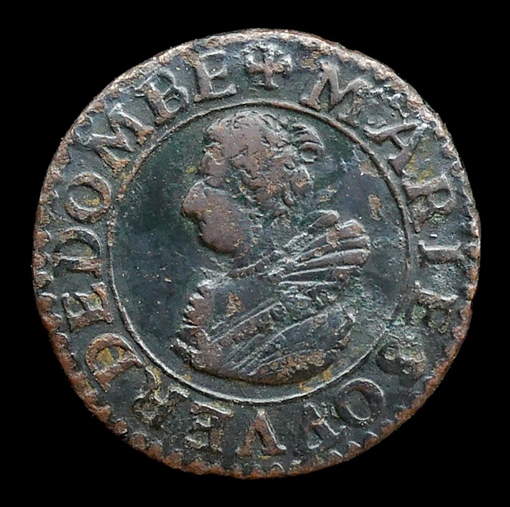 monnaies europe medievale france feodales marie de montpensier 1608 1627 double tournois type 5 1621