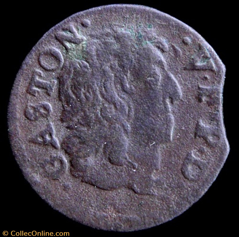 Gaston d'Orleans (1627-1650), Denier Tournois type 10 - 1651/0 monnaies france feodales gaston orleans 1627 1650 denier tournois type 10 1651 0