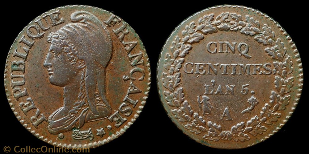 monnaies monde france directoire 5 centimes an 5 a