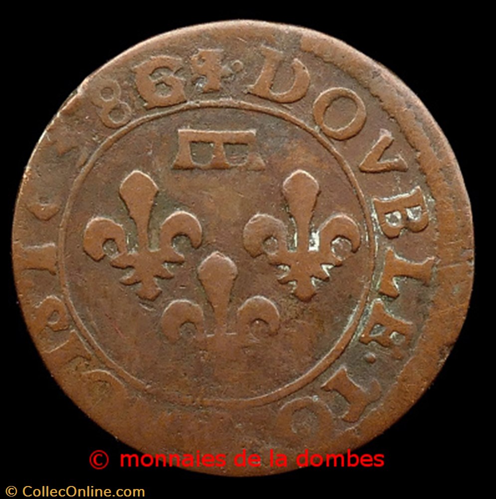 Gaston d'Orleans (1627-1650), Double Tournois type 8 - 1638 G/F monnaies france feodales gaston orleans 1627 1650 double tournois type 8 1638 g f