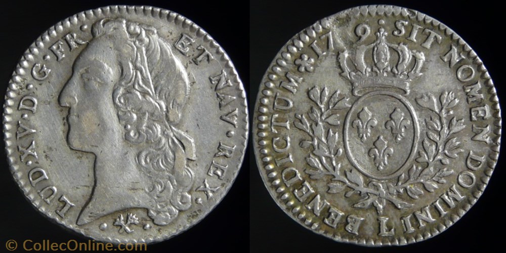 monnaies europe medievale france royales louis xv 1715 1774 cinquieme ecu au bandeau 1759 l