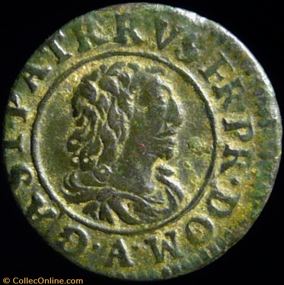 Gaston d'Orleans (1627-1650), Denier Tournois type 7 - 1649 monnaies france feodales gaston orleans 1627 1650 denier tournois type 7 1649