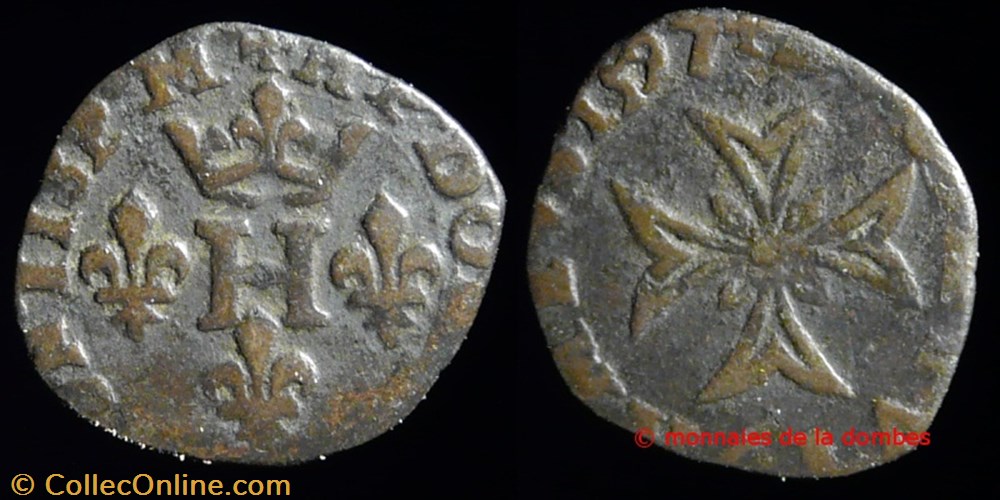 monnaies france feodales henri ii de montpensier 1592 1608 liard 1597