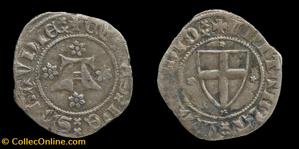 Amédée VI, double, (doppio di moneta nera), 2e type (1349-1350) monnaies europe medievale france feodales amedee vi double doppio di moneta nera 2e type 1349 1350