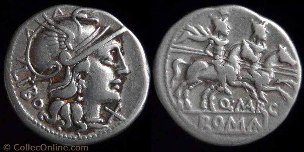 Q. Marcius Libo, Denarius coin ancient to roman q marcius libo denarius